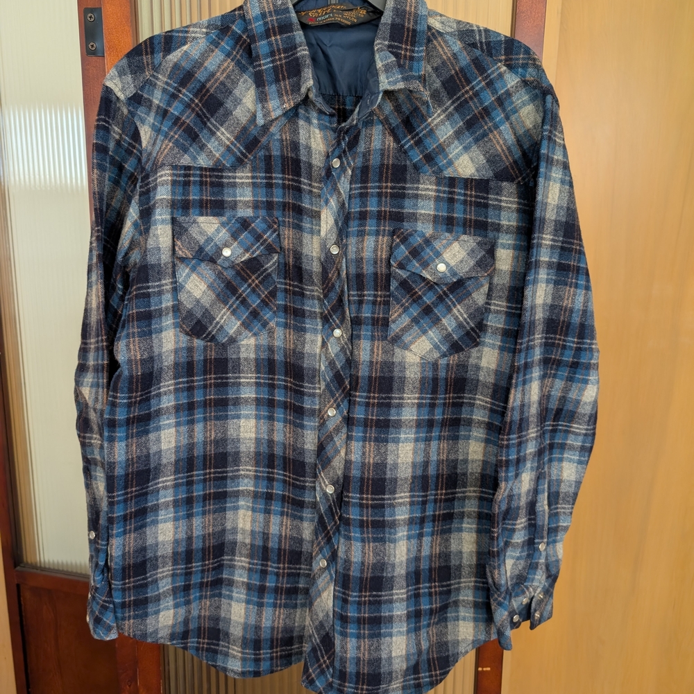 Blue Plaid Button-Up Shirt